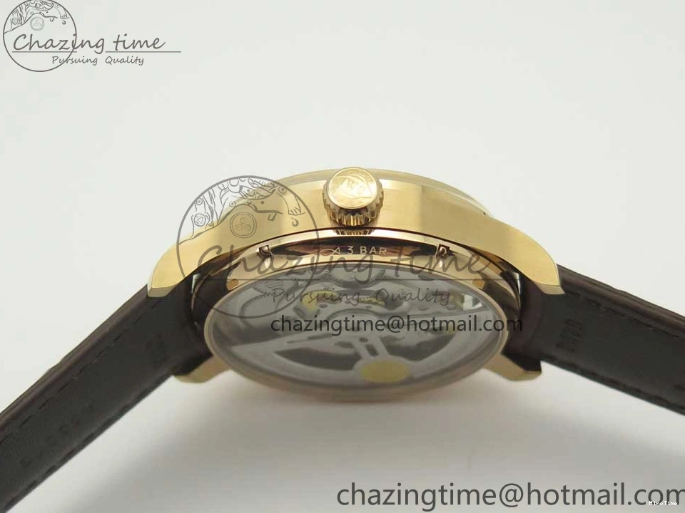 MIROTIME 0209 Portuguese Tourbillon IW504602 RG ZF Best Edition White Dial on Brown Leather Strap Stretchable 7178